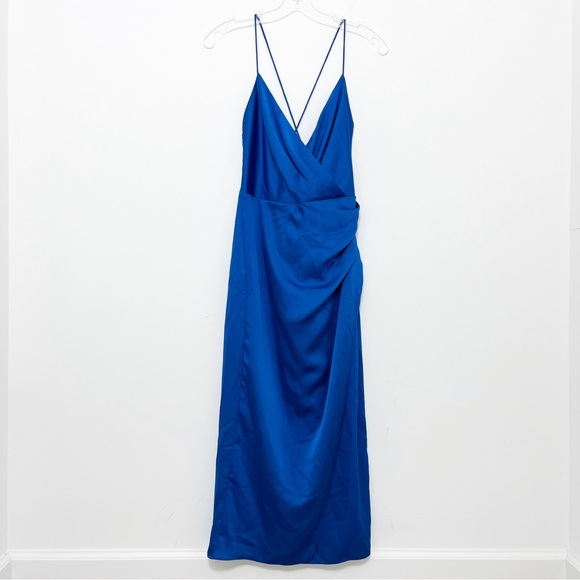 Jay Godfrey Cobalt Blue Satin Slip Midi Dress - Picture 3 of 11